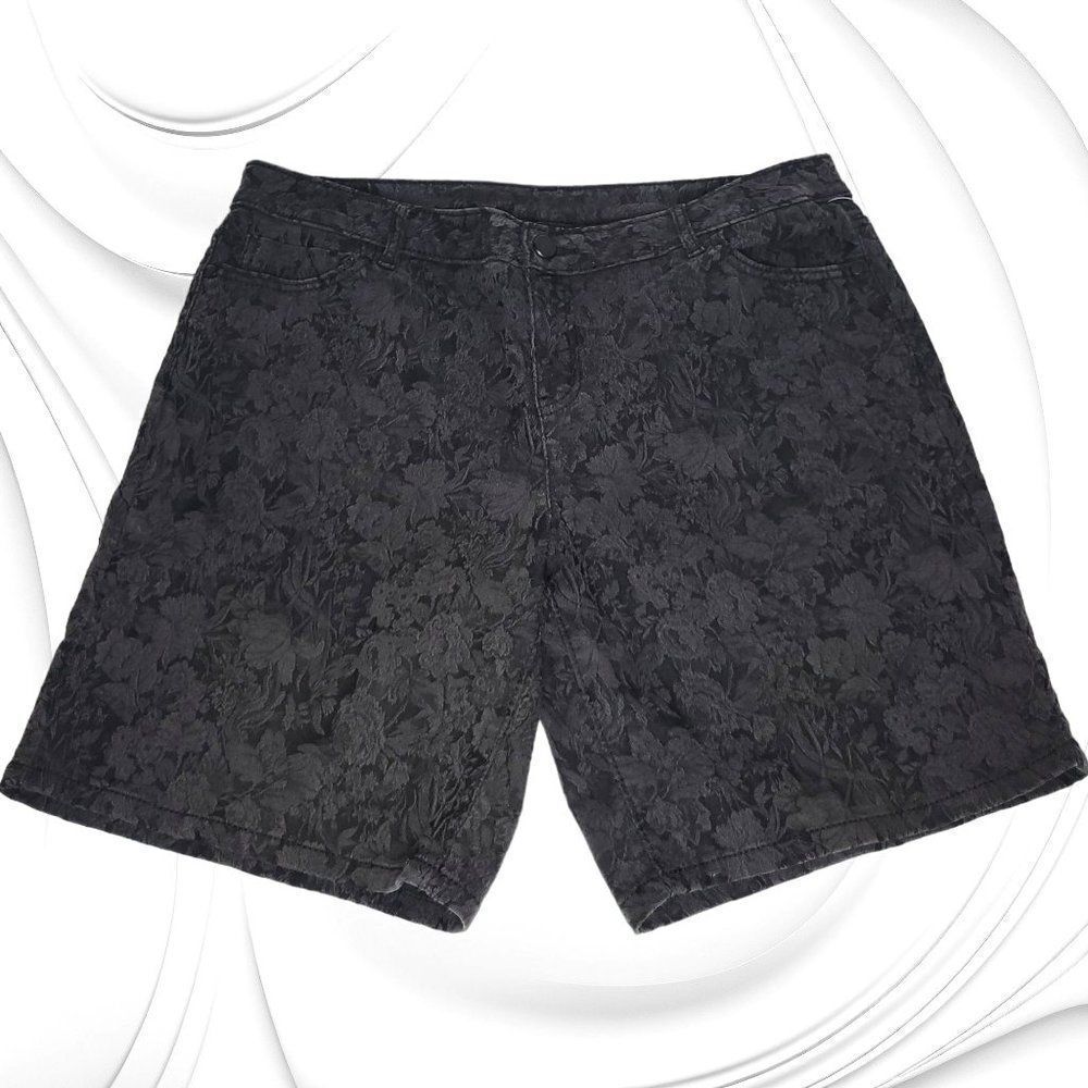 Vera Wang black/gray floral print walking shorts - Picture 1 of 3